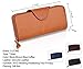 S-ZONE Women RFID Blocking Genuine Leather Wallet 12 Card Slots Trifold Purse