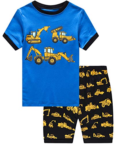 Dolphin&Fish Boys Pajamas 100% Cotton Excavat Truck Summer Short Set Toddler Clothes Kids Pjs Sleepwear 4t