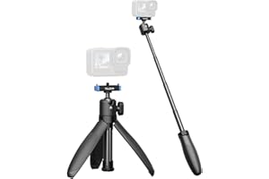 TELESIN 40cm/15.7'' Mini Selfie Stick Tripod Compatible with Gopro 13 Action Camera, Magnetic Quick Release Selfie Handle Gri