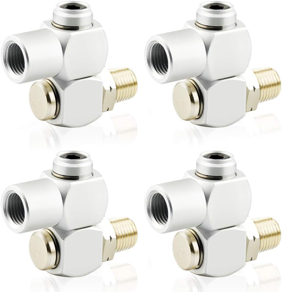 Tailonz Pneumaitc 4Pcs 1/4 Inch Air Tool Swivel Fitting 360 Degree Swivel Air Hose Connector Industrial Swivel Portable Air Tool Adapter - - 