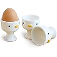 PURROOM Funny Duck Egg Cup, Cute Chick Egg Cups Gift Set of 3, Handmade Glaze Safety Ceramics Soft Boiled Egg Holder, Breakfa