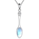 AXOMY Spoon Necklace 925 Sterling Silver Moonstone Pendant Spoon Mother's Day Jewelry for Women