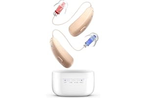 COQOOL Rechargeable Hearing Aids for Seniors - Behind-The-Ear BTE Hearing Aid with Noise Cancelling for Severe Hearing Loss, Invisible Hearing Amplifier with Charging Case for Adults