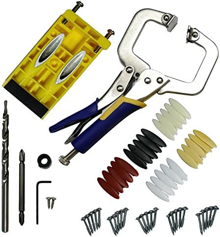 Areally Pocket Hole Jig Kit System, Drill Bit Set with Face Clamp, Pocket Hole Screws and Plugs, for Woodworking Home Carpentry Projects