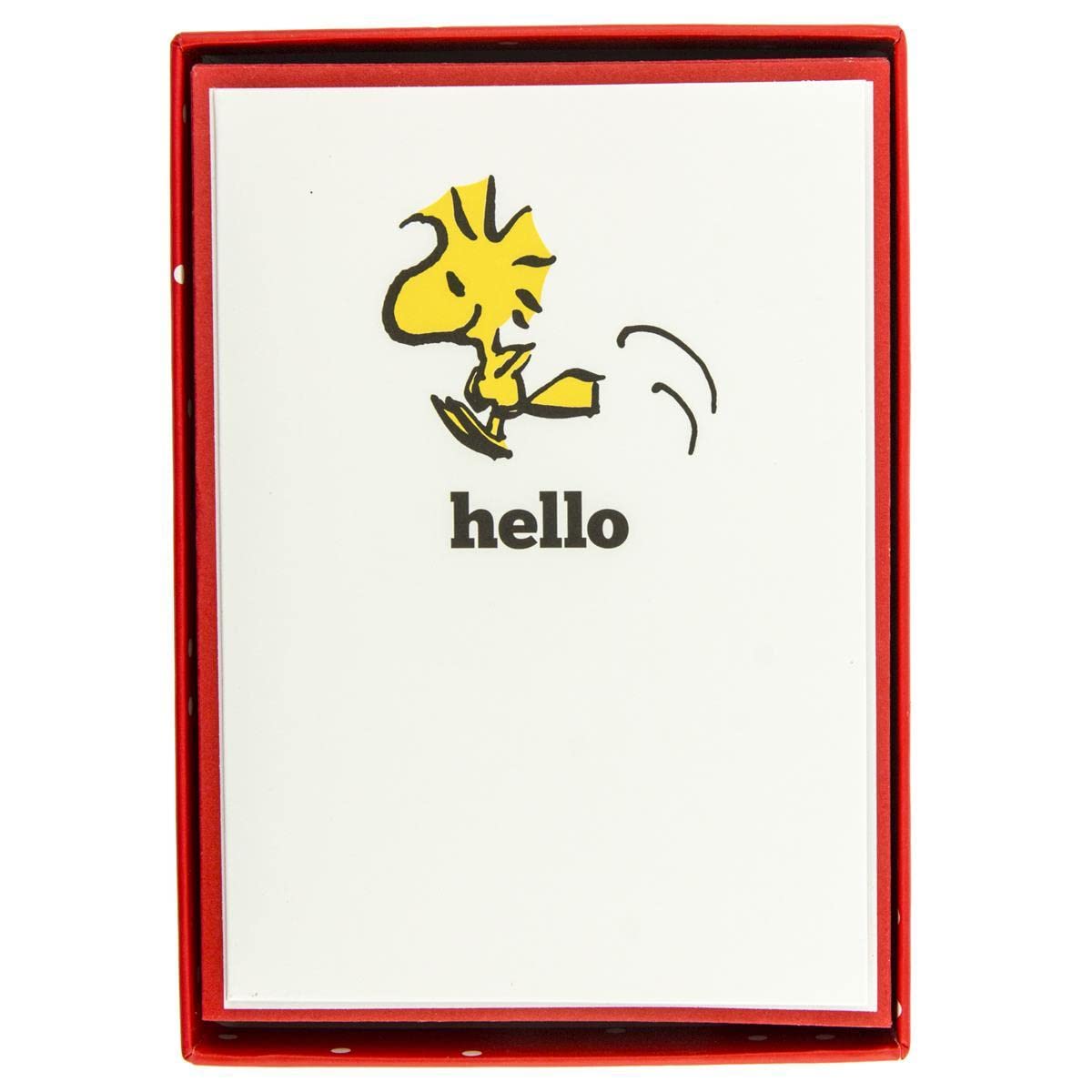 Graphique Happy Woodstock Boxed Notecards, 16 Peanuts Hello Message Cards, with Matching Envelopesand Storage Box, 3.25" x 4.75"