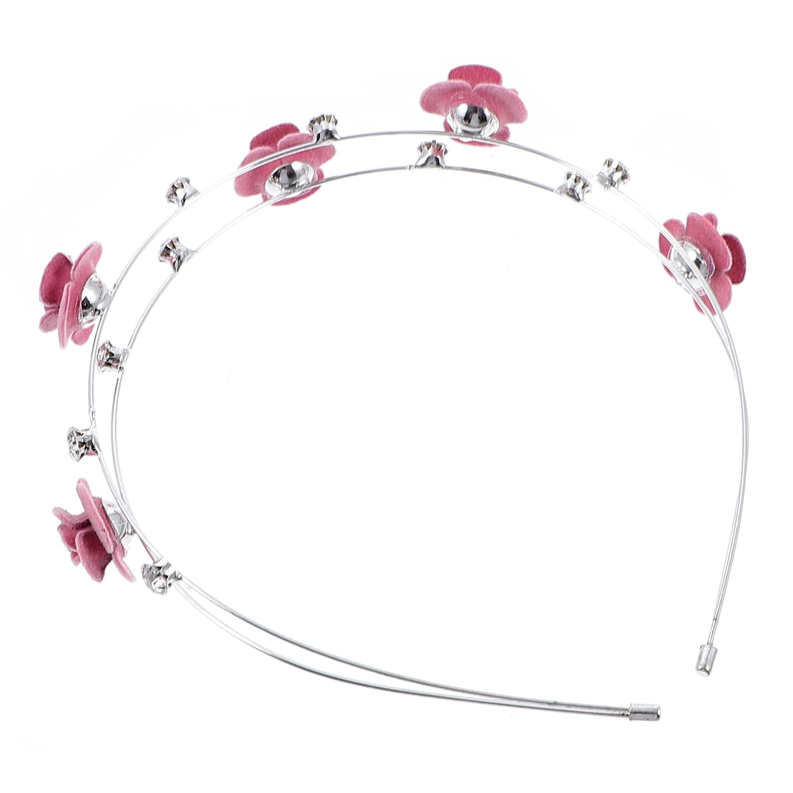 Minkissy Flower Double Layer Metal Hairband Floral Hair Band Double Row Headbands Vintage Halloween Headband Wedding Headpieces for Women Girls, Pink