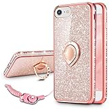 VEGO Case Compatible with Apple iPhone 7 iPhone 8 iPhone 6S,Glitter Sparkle Bling Rhinestone Fancy Cute Case with Ring Holder kickstand for Girls Women for iPhone 7/8/6S(Rose gold)