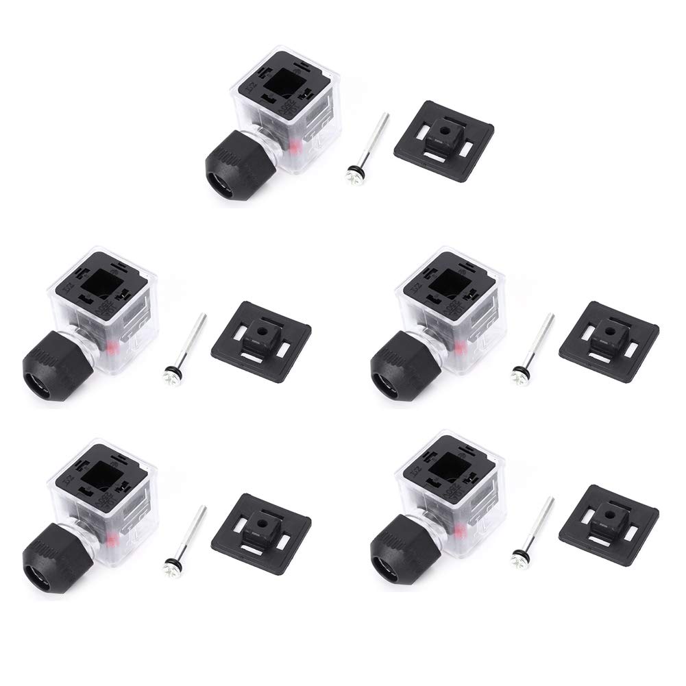 LiebeWH 5PCs Solenoid Coil Plug, Transparent Voltage Universal Indicator, Waterproof Dustproof, DC 24V/12V, IP67, Polyamide (PA) and Polycarbonate (PC), Transparent