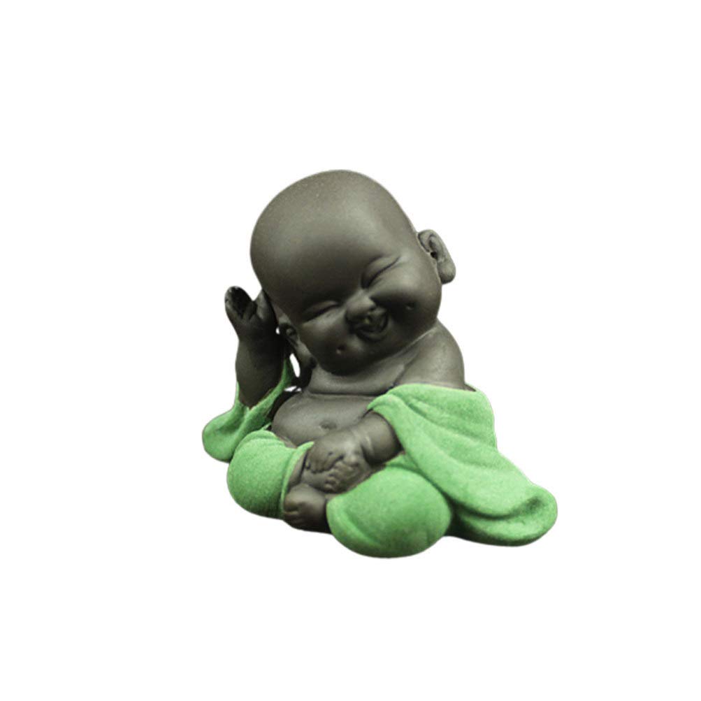 SUPVOX Laughing Buddha Statue Monk Figurine Baby Crafts Dolls Maitreya Feng Shui Ornaments Green