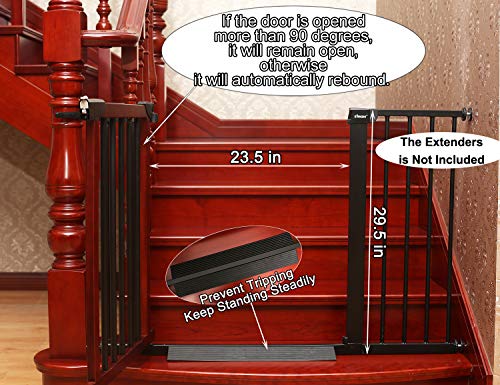 Baby Gate/Baby Gate for Stair with Banisters/Pet Gate, Fit Stairway or Doorway, Extendable, Auto Close, Pressure Mount (Metal)
