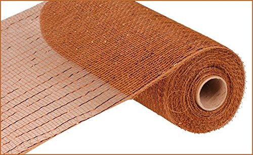 10 inch x 30 feet Deco Poly Mesh Ribbon - Metallic Brown and Copper : RE130104
