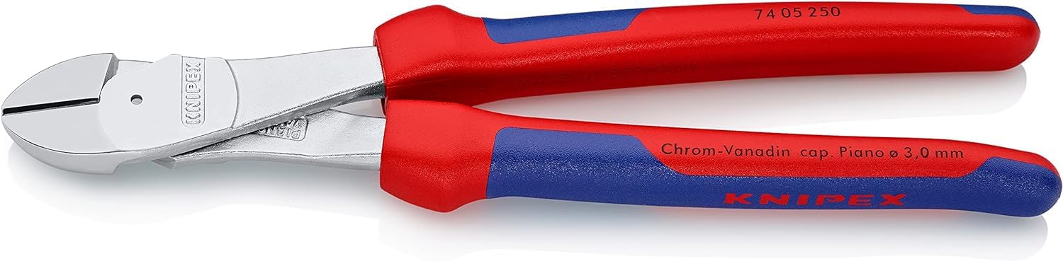 KNIPEX Kraft-Seitenschneider verchromt mit Mehrkomponenten-Hüllen 250 mm, 74 05 250