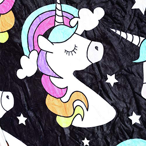 6 FairyShe+Cartoon+Sherpa+Blanket+Unicorn