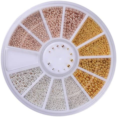 NEW HOT 2018 Trendy Mixed Size Metallic DIY Nail Art Studs Gems Beads GOLD SIVER ROSE GOLD UK