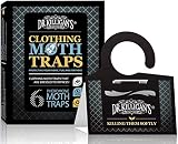 Dr. Killigan's Premium Clothing Moth Traps with Pheromones Prime | Non-toxic Clothes Moth Trap With Lure for Closets & Carpet | Moth Killer Treatment & Prevention | Case Making & Web Spinning (6, BLK)