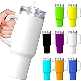 Mynvzrk Personalized Tumblers with Handle Custom 40 Oz Travel Cup With Name Photo Logo Customized Birthday Fathers Mothers Day Gifts for Mom Dad Friend, 1PC, Blank White