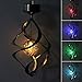 Solar LED Wind Chimes Light,Moving Rotating Colorful Night Light,Color Changing Outdoor Crystal Ball Spinner Hanging Spiral Decorative Light Lamp for Garden Lawn Balcony Porch Window (Silver)