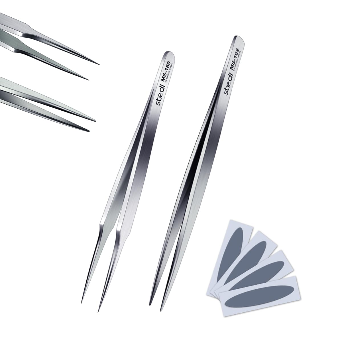 stedi 2PCS Precision Thickened Tweezer Set, Model Hobbyist Tools, Ultra Precision Premium Stainless Steel Tweezers for Gundam, Scale Military Models, 3D Resin Parts, Industrial Tweezers