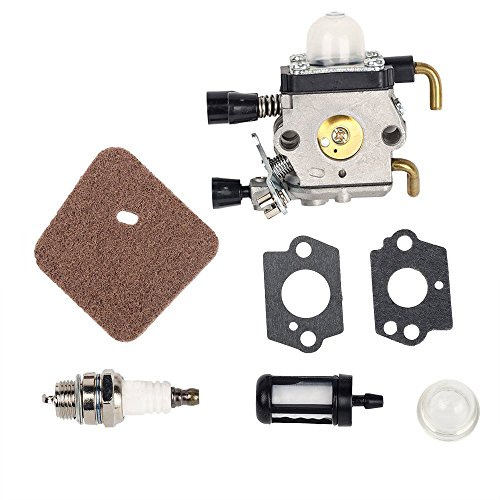 HIFROM replacement Carburetor with Gasket,Spark Plug,Fuel Filter,Air Filter,Primer Bulb for Stihl FS38 FS45 FS46 FS55 FS74 FS75 FS76 FS80 KM85 Trimmers