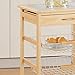 Organize It All Mobile Kitchen Utility Cart with Wire Drawers (Natural Pinewood), Tan, Silver, White, Model:34123W-1