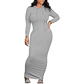 Women's Maxi Dress Sexy Bodycon Long Sleeve Pullover Hoodie Casual Slim Sweatshirt