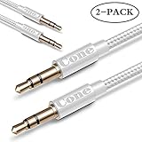 Cone (2 pack) 3.3 Ft Nylon Audio Cable ,3.5mm Aux Cord , Auxiliary / Aux Cable for Car / home Stereo ,Beats Headphone,iphone,Computer,Speaker,MP3 Players ( Silver )