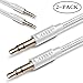 Aux Cable / Aux Cord / Audio Cable for car, (2-Pack 3.3Ft)Cone 3.5mm Nylon Braided Male to Male Auxiliary Cable for Car, Beats Headphone, iPhone, Computer, Home Stereo and Other Devices(Silver)