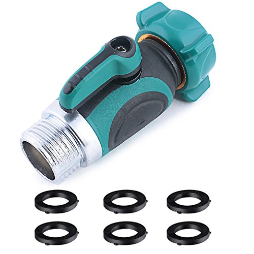 cozyou Garden Hose Shut Off Valve Connect Outdoor Spigot Faucet Sprinkler with 6-Pack Washers
