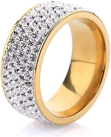 Tuji Gorgeous Gold-plated-stainless Womens 5 Rows Clear Crystal Eternal Wedding Band (11)