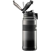 Lizhluzh 22 oz Insulated Water Bottle, Black, Stainless Steel, 2-in-1 Lid, Leak Proof, Cold 24 Hours, Sport, 107.5 in, THERMOS, Water Bottle