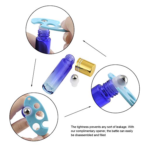 36pcs Glass Roller Bottle for Essential Oil 10ml with Glass Pipettes, Plastic Funnels, Opener and Label by Superlele - Thumbnail 5