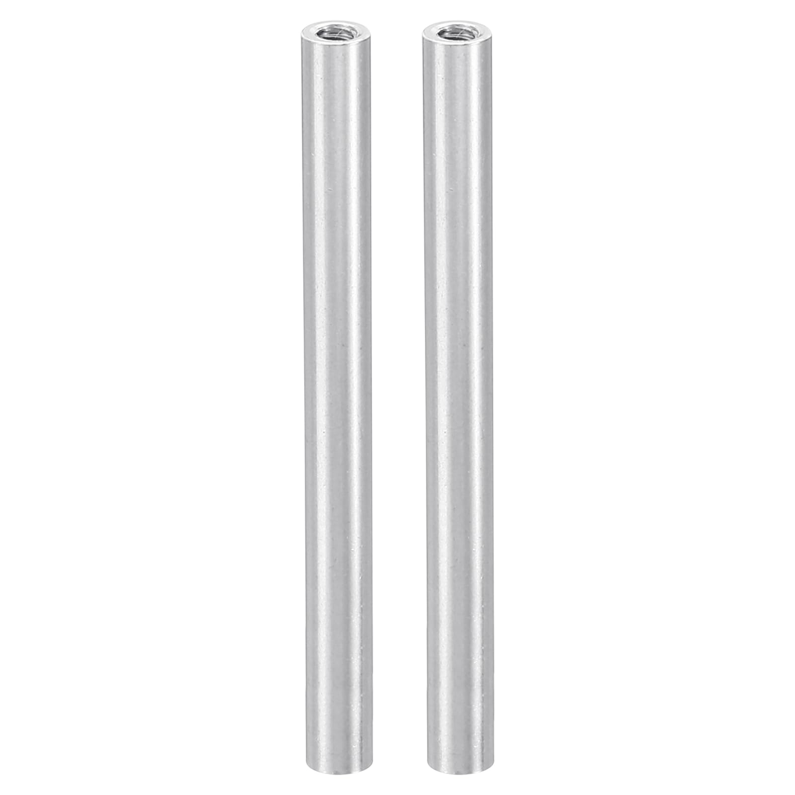 PATIKIL 2pcs M3 Metal Threaded Standoff Spacer Nuts, Round Aluminum Spacers Female Coupling Screws, 1/8" ID x 3/16" OD, Silver 3x5x60mm
