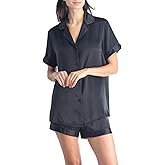 Fishers Finery Women's 100% Mulberry Silk Short Pajama Set; Short Sleeve