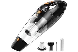 Powools Handheld Vacuum Cordless Rechargeable with 2 Filters- Cordless Car Vacuum Cleaner High Power with Fast Cahrge Tech, Portable Hand Vacuum with Large-Capacity Battery, Orange