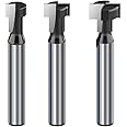ROOCBIT T Slot Router Bit 1/4 Inch Shank Keyhole Router Bit Set - 5/16, 3/8, 1/2 Inch Cut Diameter Woodworking Tool 3 Pcs