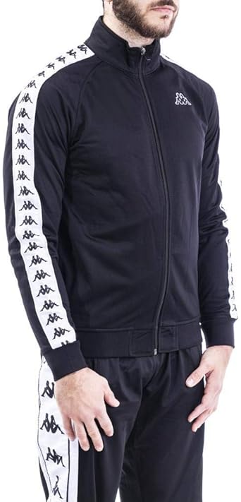 felpa kappa bianca strisce nere