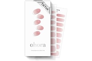 ohora Semi Cured Gel Nail Strips (N Milk Rose) - Pink, Ombre, Works with Any UV/LED Lamps, Salon-Quality, Long Lasting, Easy to Apply & Remove - Includes 2 Prep Pads, Nail File & Wooden Stick
