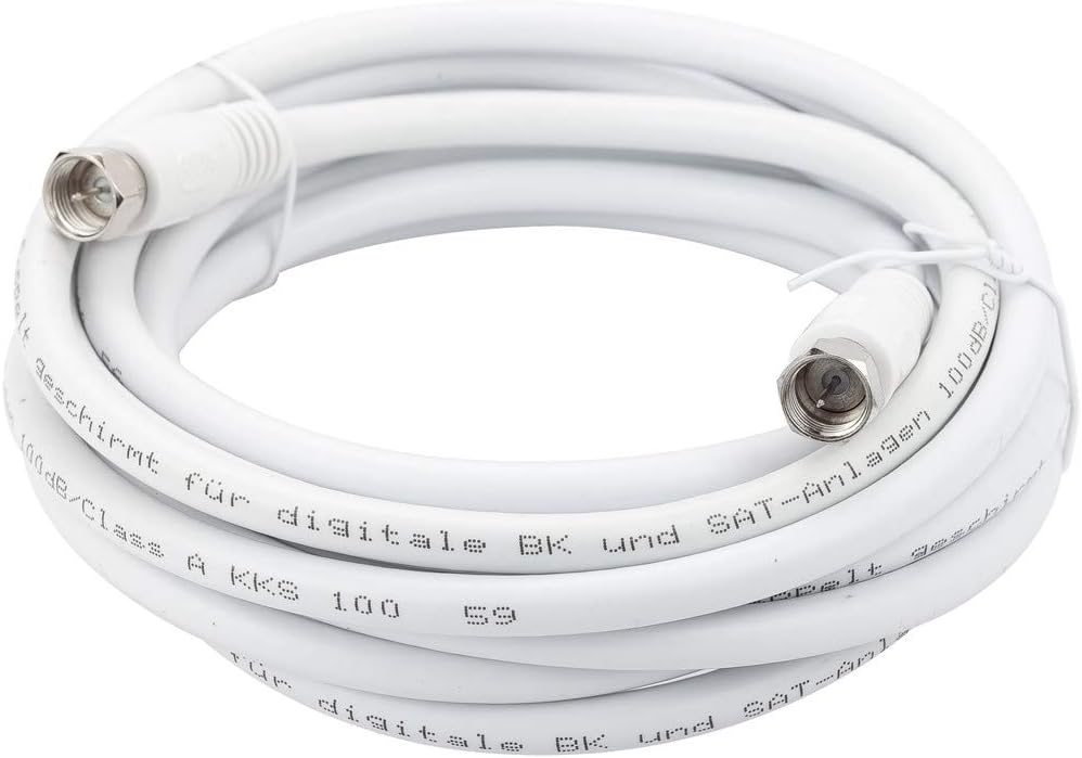 RG6 Coaxial Cable, TV Coax Cable, 16ft RFAdapter White 75 Ohm Quad