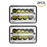 2PCS Square 4X6 Inch LED Headlight Replacement for GMC Ford Trucks MINGLI 4 x 6'' High/Low Beam With Parking Light Replace HID Xenon H4651 H4652 H4656 H4666 H6545 Headlighs