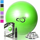 Live Infinitely Exercise Ball -Professional Grade Exercise Equipment Anti Burst Tested with Hand Pump- Supports 2200lbs- Includes Workout Guide Access- 55cm/65cm/75cm/85cm/95cm Balance Balls