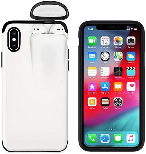Ternence Flynn Multifunction Mobile Phone Cases, 2 in 1 Design Unified Protective Compatible Storage Phone Shell for AirPods iPhoneXS/X iPhoneXR iPhone11 iPhone11 pro iPhone11 pro max (White)