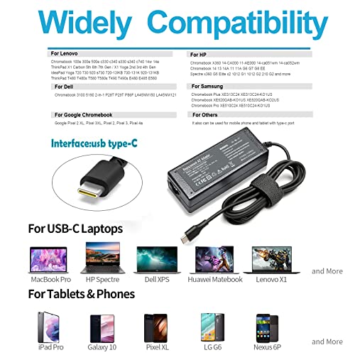 45W USB C Laptop Charger for Acer Chromebook R13 11 13 15 311 315