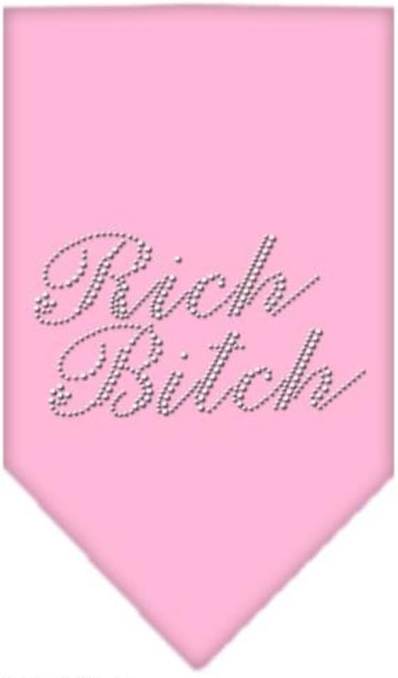 Mirage Rich Bitch Rhinestone Bandana, Large, Light Pink
