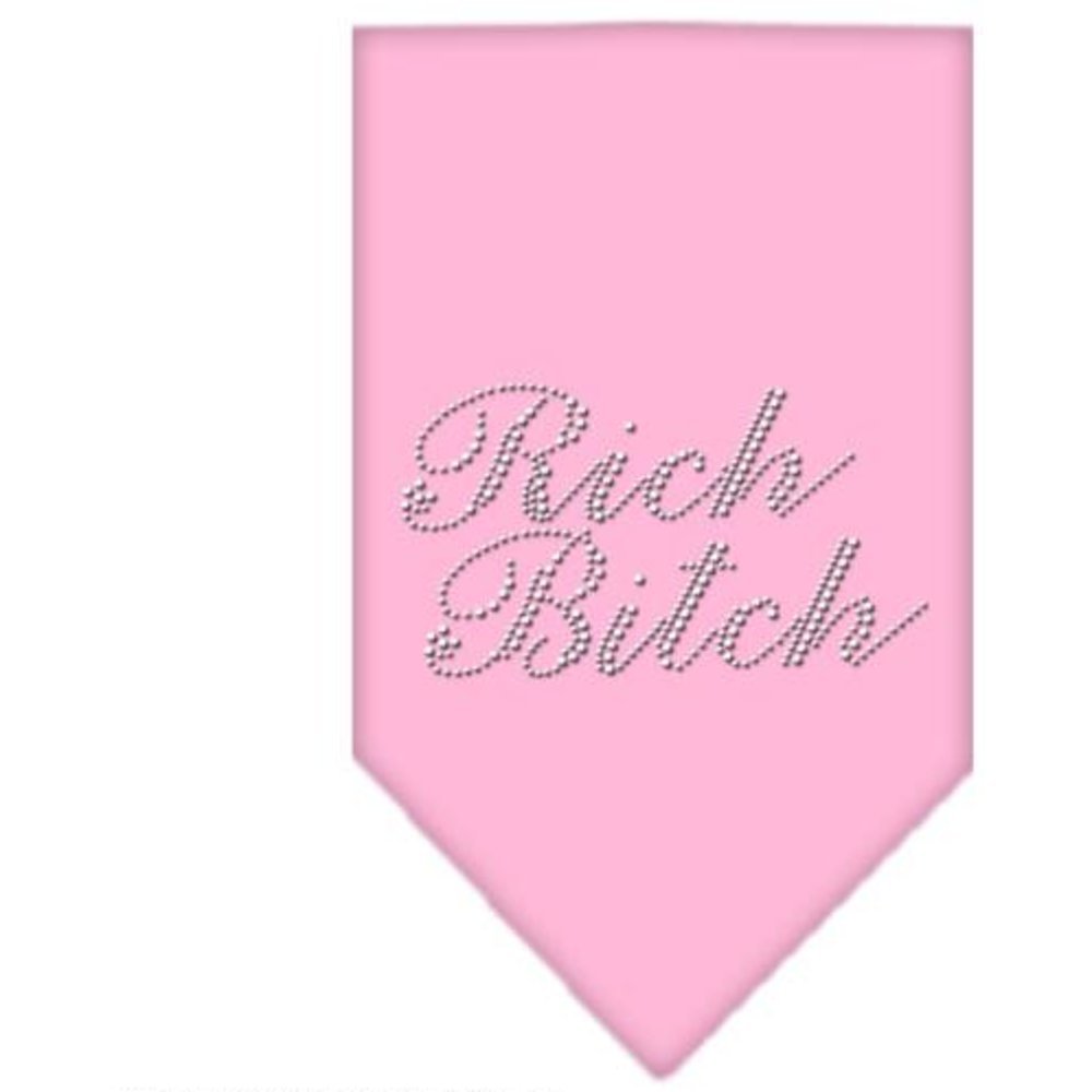 Mirage Rich Bitch Rhinestone Bandana, Large, Light Pink