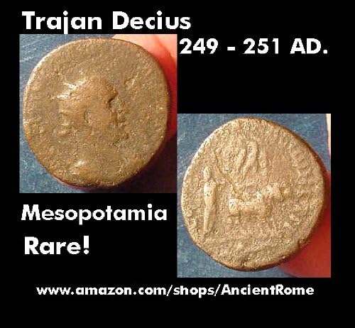 Roman Emperor Trajan Decius. Mesopotamia. Colonist plowing with Oxen.