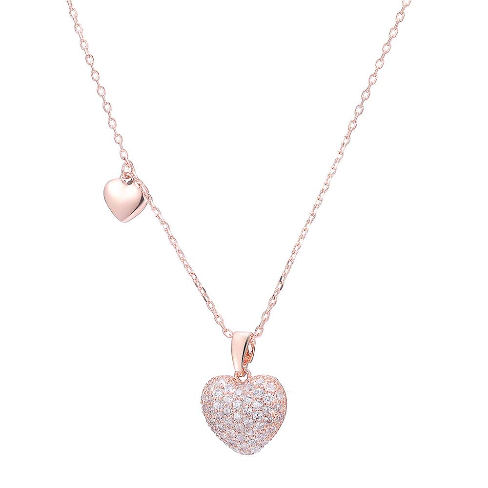 Exquisite Mini Love Pendant with Shining Cubic Zirconia Link Choker Women Necklace Charm Jewelry Copper Necklace for Women's Birthday Anniversary