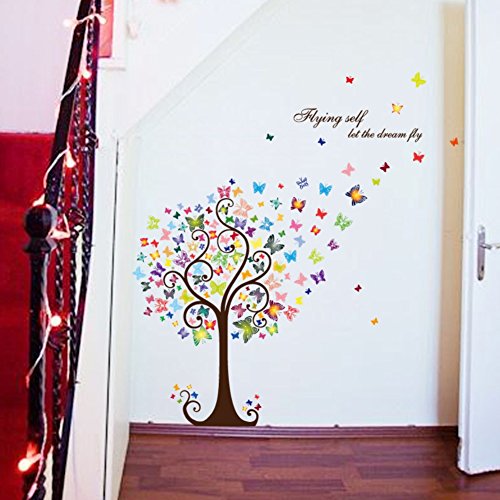 Smartcoco DIY Creative Romantic Butterfly Tree Wall Sticker Removable Wall Decals Kid Room Living Room Bedroom Decors - Thumbnail 4