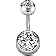 D.Bella Belly Rings for Women Simple Belly Button Piercing Belly Button Rings Surgical Steel 14G Curved Barbell Navel Rings Piercing Jewelry 6mm 8mm 10mm 12mm 14mm Belly Button Bar