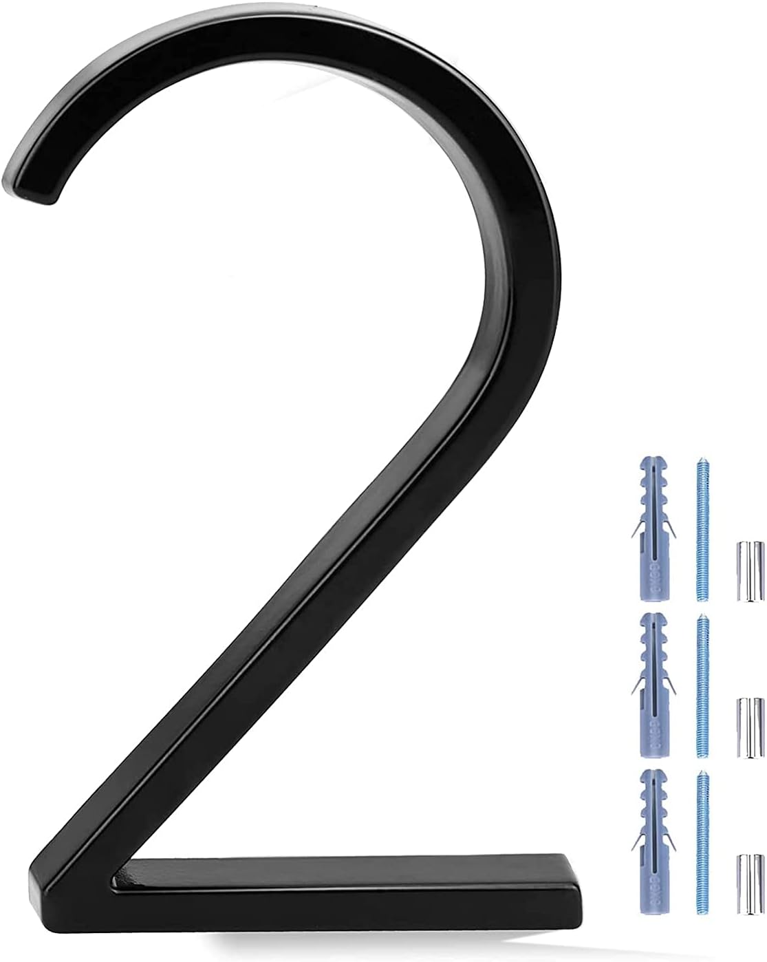 Address Signs - CACAKEE House Number, Black Floating 5 Inch Address Numbers, Modern House Numbers Sign for Home Decoration, Number 2 (Two)