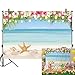 Allenjoy 7x5ft Hawaii Summer Tropical Beach Photography Backdrop Aloha Luau Party Seaside Scenery Background Birthday Party Baby Shower Banner Cake Dessert Table Decors Photo Booth Studio Props